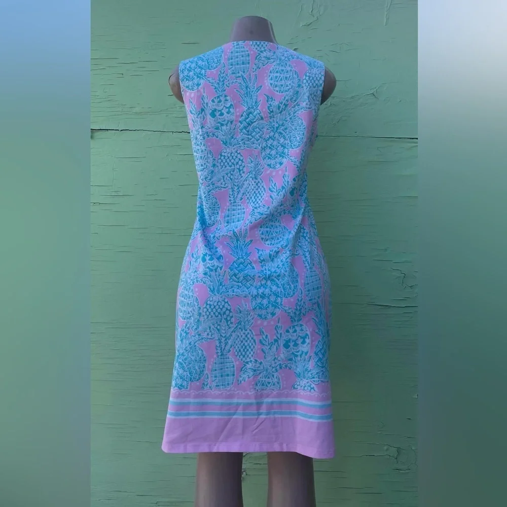 Barbara Erickson Pink and Blue Pineapple Dress - Picture 2 of 6